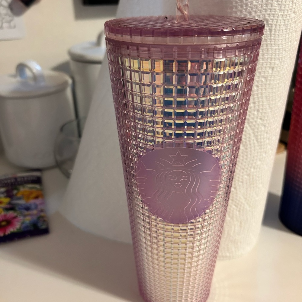 Starbucks Iridescent Pink Grid Tumbler